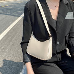 Minimalist Shoulder Bag For Women Solid Underarm Bag Zipper Handbag