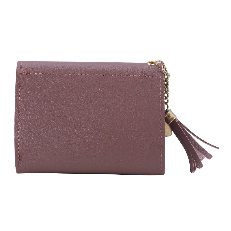 Short Wallet With Tassel Pendant Lychee Pattern Money Clip