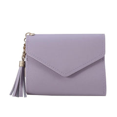 Short Wallet With Tassel Pendant Lychee Pattern Money Clip