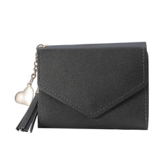 Short Wallet With Tassel Pendant Lychee Pattern Money Clip