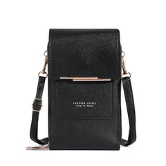 Solid Touch Screen Crossbody Bag with Zipper