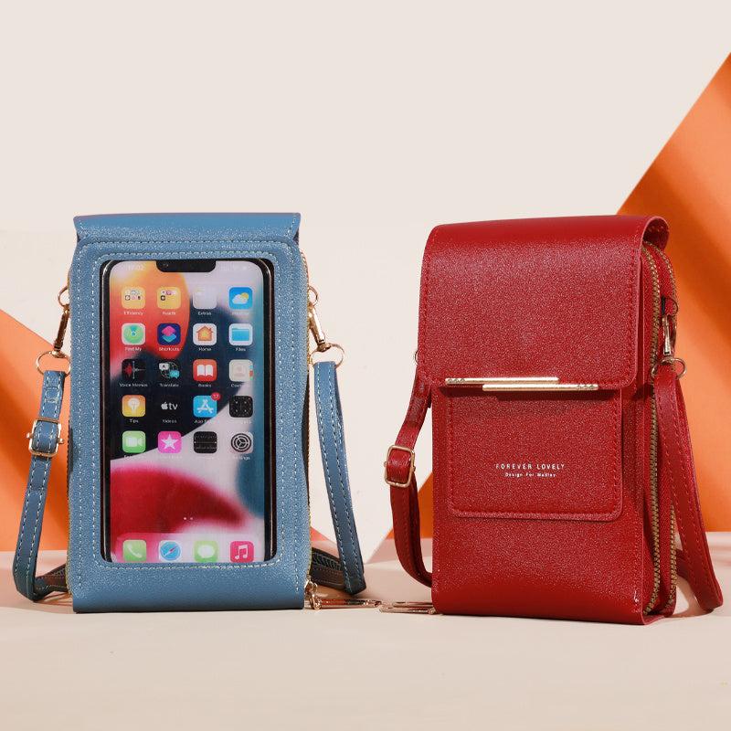 Solid Touch Screen Crossbody Bag with Zipper