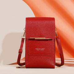 Solid Touch Screen Crossbody Bag with Zipper