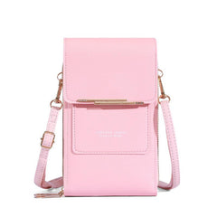 Solid Touch Screen Crossbody Bag with Zipper