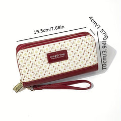 Women's Long Coin Purse Zip Wallet Clutch with Wristband