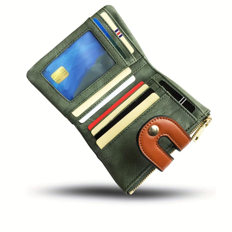 Small Wallet Faux Leather with Card Slots & ID Window