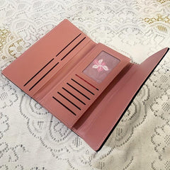 Stitch Detail Women's Long Wallet with Card Slots & ID Window
