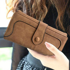 Stitch Detail Women's Long Wallet with Card Slots & ID Window