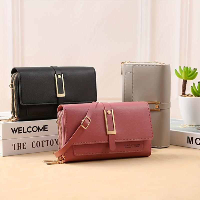 Mini Flap Zipper Crossbody Bag PU Leather Textured Bag Purse