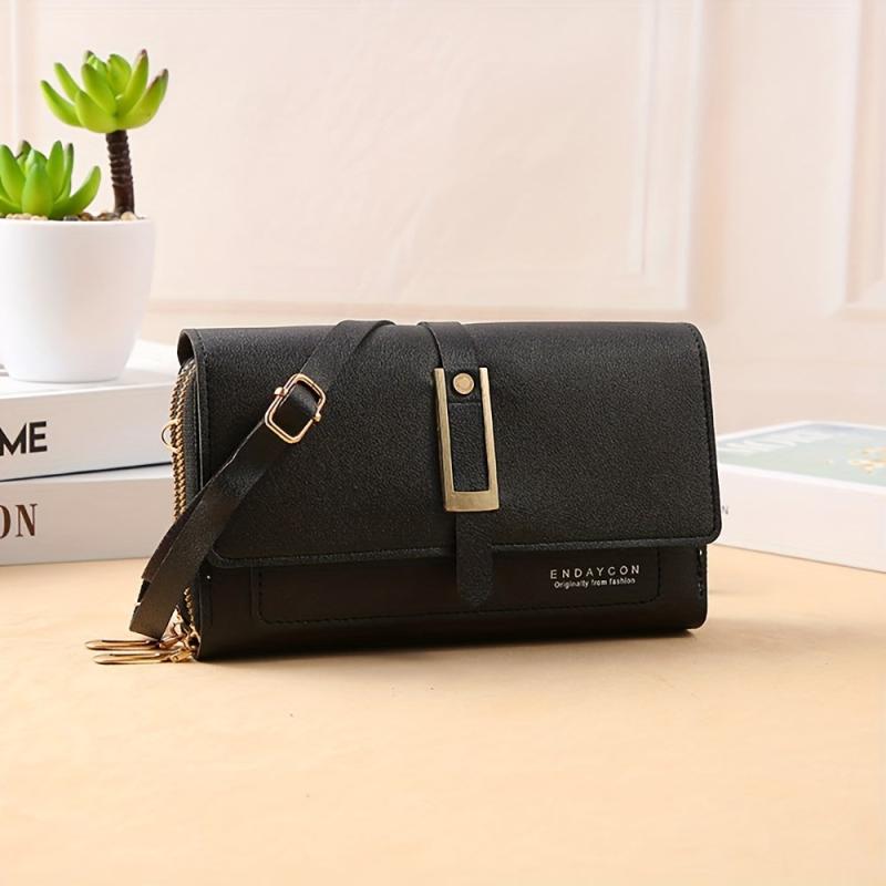 Mini Flap Zipper Crossbody Bag PU Leather Textured Bag Purse