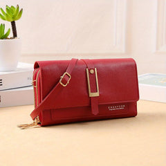 Mini Flap Zipper Crossbody Bag PU Leather Textured Bag Purse