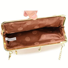 Vintage Chain Crossbody Bag & Clutch Purse, Kiss Lock Long Wallet for Women