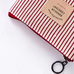 Striped Cosmetic Bag with Zipper