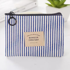 Striped Cosmetic Bag with Zipper
