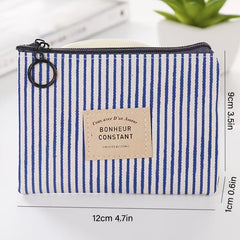 Striped Cosmetic Bag with Zipper