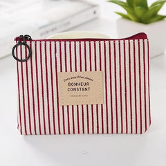 Striped Cosmetic Bag with Zipper