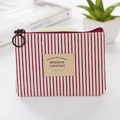 Striped Cosmetic Bag with Zipper