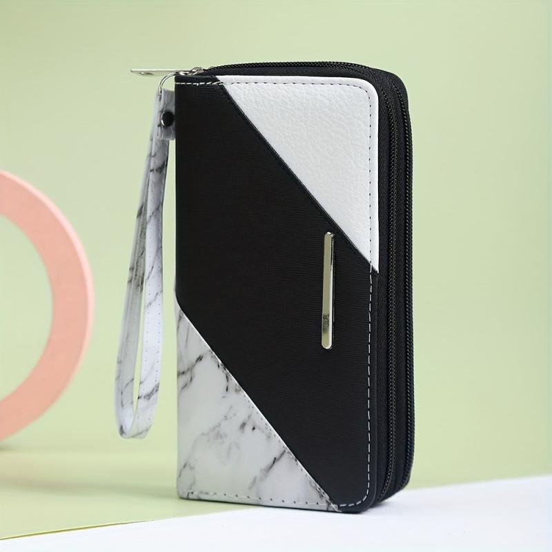 Large Capacity Colorblock Long Wallet Zipper Coin Purse Clutch