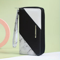 Large Capacity Colorblock Long Wallet Zipper Coin Purse Clutch