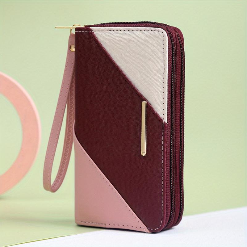 Large Capacity Colorblock Long Wallet Zipper Coin Purse Clutch