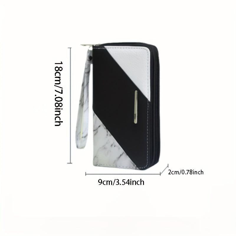 Large Capacity Colorblock Long Wallet Zipper Coin Purse Clutch