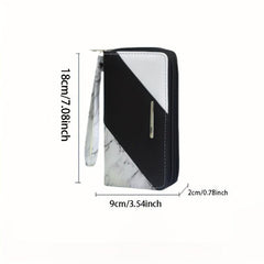 Large Capacity Colorblock Long Wallet Zipper Coin Purse Clutch