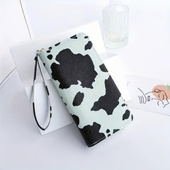 Cow Pattern Zipper Coin Purse Faux Leather Clutch Wallet