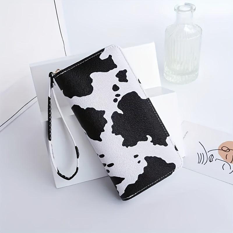 Cow Pattern Zipper Coin Purse Faux Leather Clutch Wallet