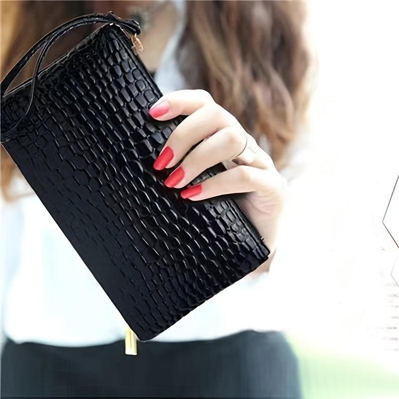 Crocodile Pattern Coin Purse Clutch Wallet Zipper Bag