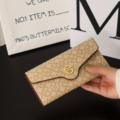 Vintage Geometric Pattern Long Wallet Trifold Coin Purse