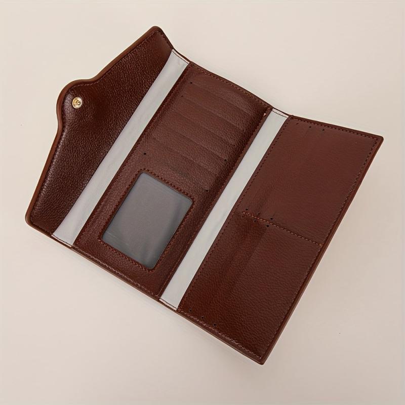 Vintage Geometric Pattern Long Wallet Trifold Coin Purse