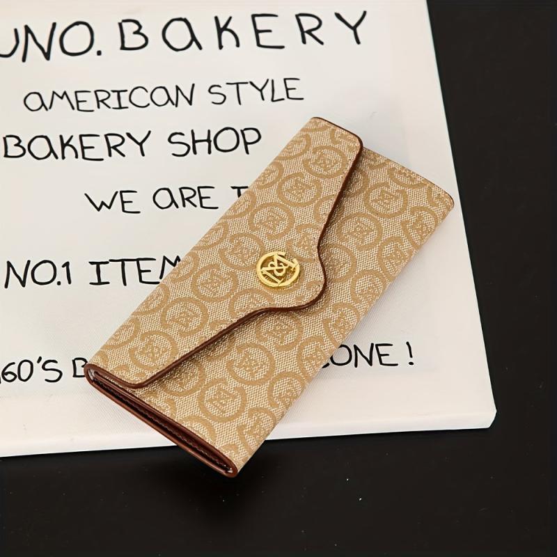 Vintage Geometric Pattern Long Wallet Trifold Coin Purse