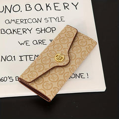 Vintage Geometric Pattern Long Wallet Trifold Coin Purse