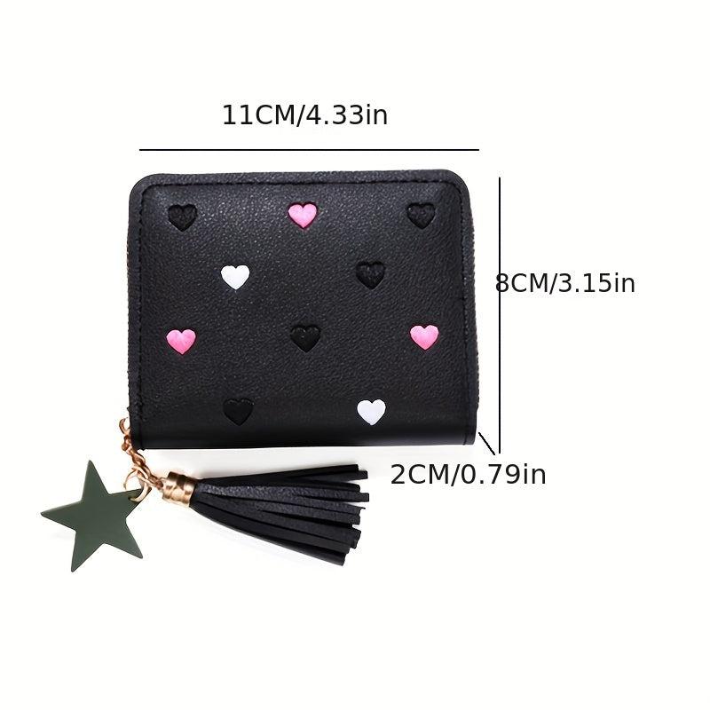 Colorful Love Embroidered Short Wallet Zipper Clutch Coin Purse