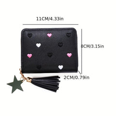 Colorful Love Embroidered Short Wallet Zipper Clutch Coin Purse