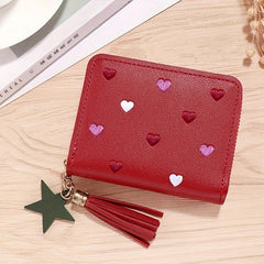 Colorful Love Embroidered Short Wallet Zipper Clutch Coin Purse