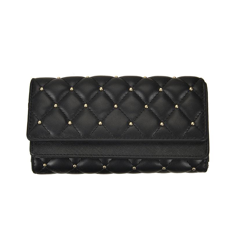 Women's Trifold Quilted Wallet Long Coin Purse Classy Clutch Handbag
