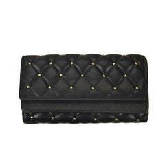 Women's Trifold Quilted Wallet Long Coin Purse Classy Clutch Handbag