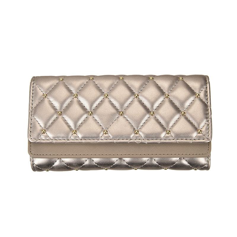 Women's Trifold Quilted Wallet Long Coin Purse Classy Clutch Handbag