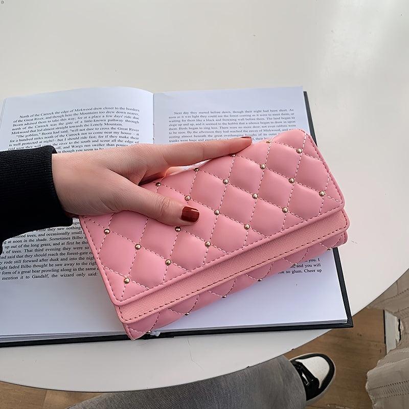 Women's Trifold Quilted Wallet Long Coin Purse Classy Clutch Handbag