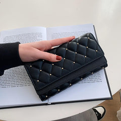 Women's Trifold Quilted Wallet Long Coin Purse Classy Clutch Handbag