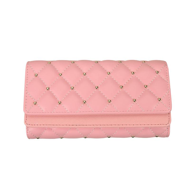 Women's Trifold Quilted Wallet Long Coin Purse Classy Clutch Handbag