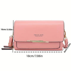 Mini Solid Flap Bag PU Casual Shoulder Bag With Zipper Pouch