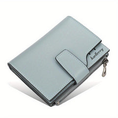 Women's Faux Leather Small Wallet with Card Slots & Zipper Pocket