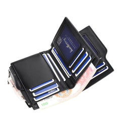 Women's Faux Leather Small Wallet with Card Slots & Zipper Pocket