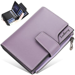 Women's Faux Leather Small Wallet with Card Slots & Zipper Pocket