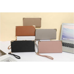 Solid Long Wallet Zipper Coin Purse Clutch Phone Pouch