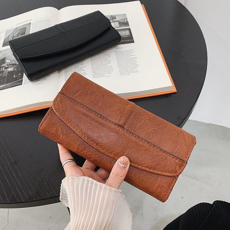 Vintage Faux Leather Long Wallet Clutch Purse with Card Slots