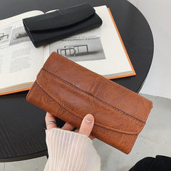 Vintage Faux Leather Long Wallet Clutch Purse with Card Slots