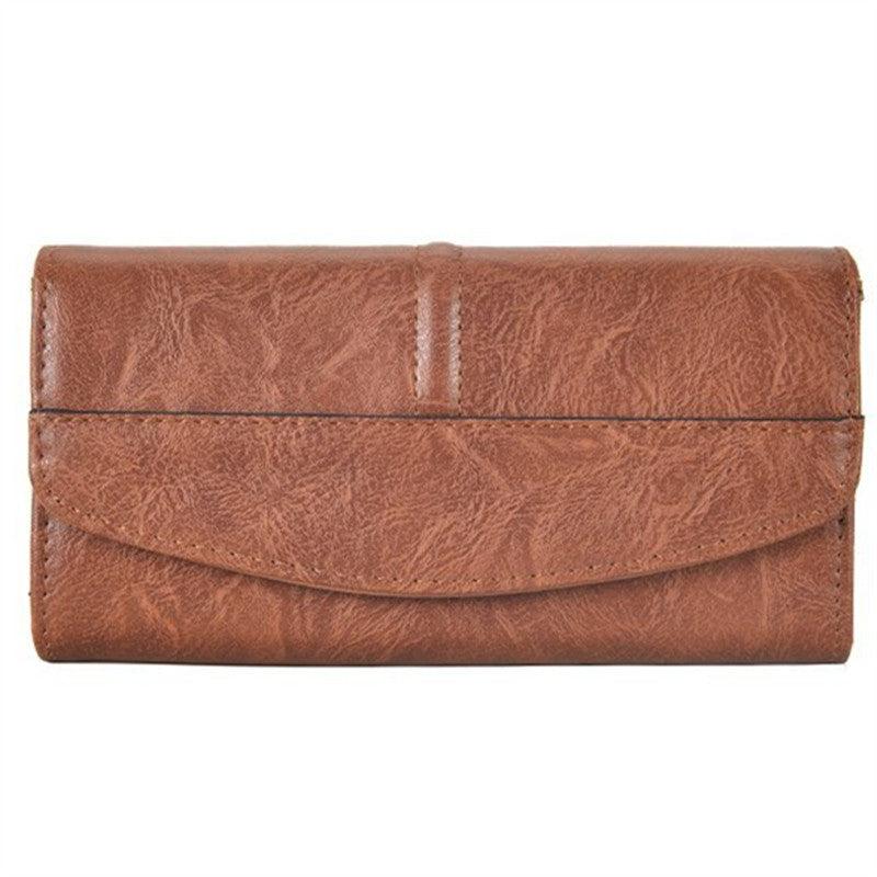 Vintage Faux Leather Long Wallet Clutch Purse with Card Slots